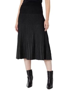 Max Studio Black Pleated Midi Skirt